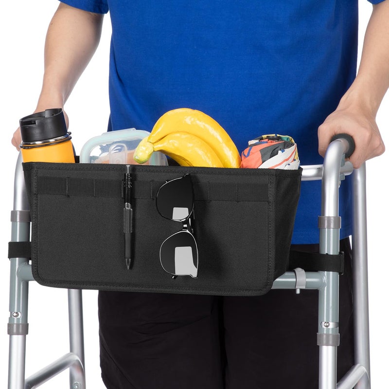 JOYTUTUS Walker Basket for Folding Walker Basket for Walkers for SeniorsRollator Walkers Storage Bag Can be Installed Outside or Inside of Walker Wheerchair